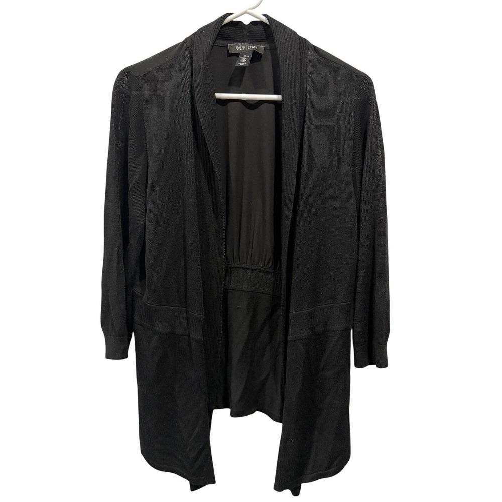 White House Black Market Black Cardigan Cinch Waist Long Sleeve Size Medium
